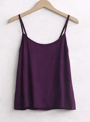LOFT Cami Small Purple Aubergine Flowy Plunge Neck Tank Womens Large thumbnail 1