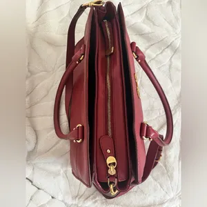 Salvatore, Ferragamo burgundy leather hand bag thumbnail 9