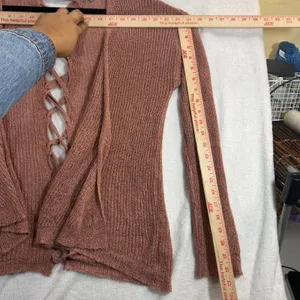 Charlotte Russe S Open Front Cardigan Dusty Rose‎ Lace-Up Back Knit Sweater thumbnail 8