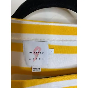 Nines by Hatch Yellow Boat Neck Stripe Top Sz Small thumbnail 9