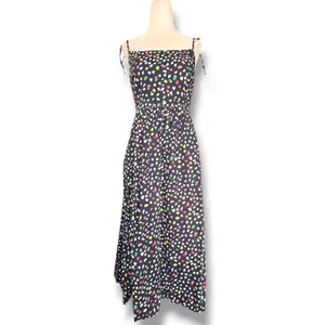 J.Crew Colorful Dot‎ Print Cotton Midi Sundress Size 2 Navy Blue Tie Strap Dress thumbnail 4