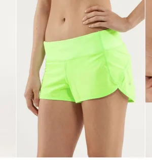 Lululemon Activewear Shorts 4 Green Speed Short Zip Pockets Built In Liner Logo thumbnail 2