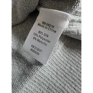 Coldwater Creek womens Sweater Silk shiny Small Silver Metallic Short Sleeve thumbnail 9