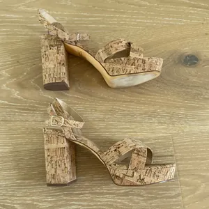 Lulu’s Strap Heels Sandals Platform Cork Selah Size US9 Tan Brown thumbnail 2