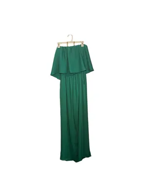 Tyche Emerald Green Strapless Wide Leg Cascade Jumpsuit Popover cocktail attire thumbnail 2