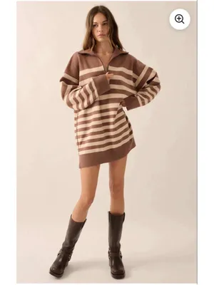 Prómesa New Half Zip Striped Mini Dress thumbnail 3