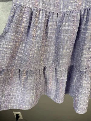 English Factory Lavender Tweed Dress with Puff Sleeves thumbnail 5