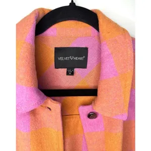 Velvet‎ Heart Sheryl Button Down Plaid Shacket Jacket Size M Pink Orange Flannel thumbnail 4