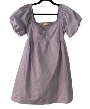 Altar'd State Mini Dress Size Medium Lavender Puff Sleeves Smocked Lined Girly thumbnail 1