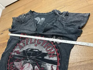 Large Affliction biker T shirt distressed thumbnail 10