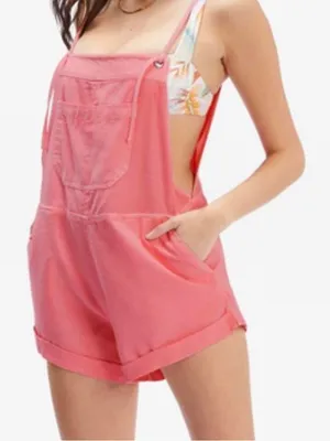 🪸Billabong Wild Pursuit Pink Romper Shorts Overalls Jumper Bibs🪸 ~medium thumbnail 8