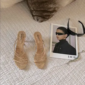 Schutz anthro Evenise strapy 90’s Y2K Kitten Heel Sandals Natural cork size 9 thumbnail 2