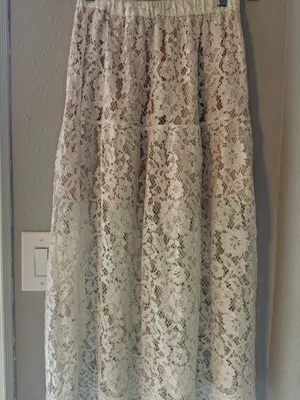 Wilfred Aritzia Lace White Lined Sheer Bohemian Maxi Skirt thumbnail 3