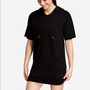 Jenna Dewan x Danskin Oversized Hooded Sweatshirt Dress in Black Size‎ Large thumbnail 2