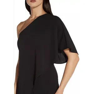 ADRIANNA PAPELL One-Shoulder Jumpsuit In‎ Black Womens Size 6 NWT $199 Cocktail thumbnail 3