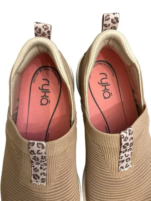 Ryka Women's Tan Slip-On Knit Sneakers with Leopard Accent,Size 9,Used Twice thumbnail 2