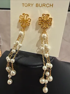 Tory Burch | Gold Plated & Pearl Drop Earrings thumbnail 2