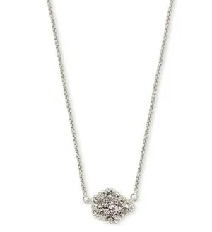 Kendra Scott Tess Pendant Necklace Rhodium Plated Platinum Drusy thumbnail 1