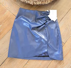 NWT CAMI NYC Allah Vegan Leather Skirt Women Navy Blue Size‎ 6 thumbnail 1