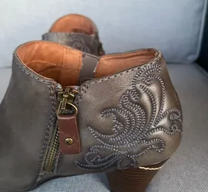 Pikolinos Brown Leather Ankle Boots Size 39 – Western Embroidered Low Heel thumbnail 5