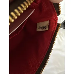 Coach Corner Zip Wristlet in Brown Red Signature Canvas NWT thumbnail 5
