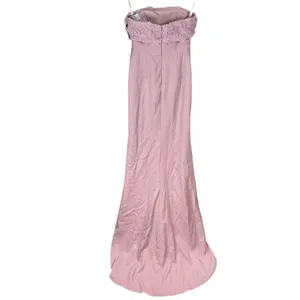 NEW Cocomelody Formal Gown Womens 2? Pale Pink Rosette Strapless Maxi Train Prom thumbnail 5