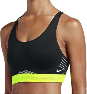 Nike Pro Fierce Sports Bra Racerback Black Neon Yellow 805200 Women' s Size Small thumbnail 1
