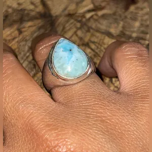 Caribbean Larimar Ring Size 8 3/4 Blue thumbnail 6