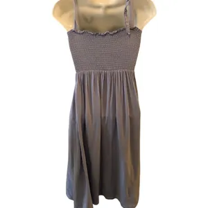 LULU’S Looking Up Blue Chambray Smocked Tie-Strap Midi Dress Sz XS Cottagecore thumbnail 4