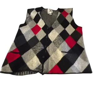 Vintage J.K. America Argyle Sweater Vest Lambswool Angora Blend Size 26/28 thumbnail 2