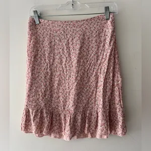 Brandy Melville Pink Rose‎ Floral Cara Ruffle Skirt thumbnail 2