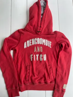 Vintage 90s Abercrombie & Fitch Red Hoodie, Size L thumbnail 1
