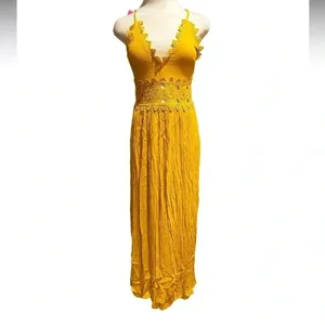 Lulu's Small This Love Mustard Yellow Lace Maxi Dress Size S thumbnail 2