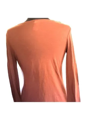 Avon Mark Blouse Long Sleeve Tie Front Small Brown thumbnail 3