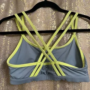 PINK Victorias Secret Yoga Crossback Strappy Sports Bra Large Yellow Gray thumbnail 2