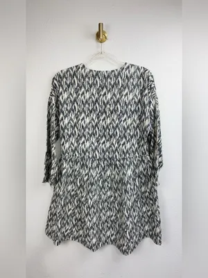 Zara NWT Linen Cotton Blend Long Sleeve V-Neck Dress with Gold Embroidery SZ XS thumbnail 3