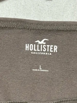 Hollister California Women’s Cropped Sweatshirt Size L Taupe Boat Neck thumbnail 8