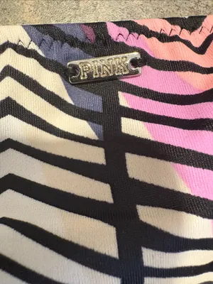 PINK Victoria's Secret Black Multicolor Geometric Strappy Bikini Bottom thumbnail 3