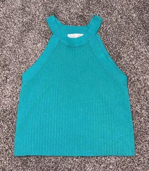 She + Sky Turquoise Ribbed tank size small thumbnail 1