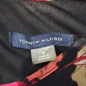 Tommy Hilfiger Black and Reddish Pink Floral Long Sleeve Dress metallic NWT thumbnail 7