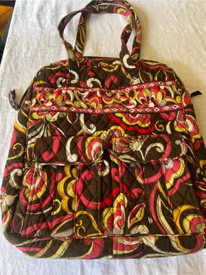 Vera Bradley Brown, Pink & Yellow Quilted Floral Tote thumbnail 1