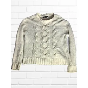American Eagle Women's Size xs Cable‎ Knit Sweater Beige Cream Pullover thumbnail 5