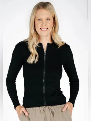 Amalli Talli Black Loren Zip Up Tall Long Sleeve Size XL - C45-070 thumbnail 1