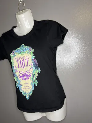 Econscious Shirt Womens Small Black Thinking Tree Spirits Graphic Tee Top thumbnail 4
