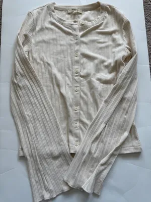 Madewell Flare Sleeve Ribbed Top Cream thumbnail 1