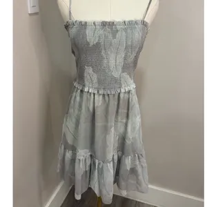 Aritzia Wilfred Catamaran Mini Dress Smocked Gray Medium‎ thumbnail 2