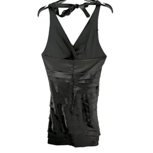 Scarlett Nite Y2K Halter Dress 14 Black Satin Tiered Ruffled Cocktail Retro HOCO thumbnail 7