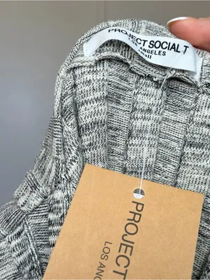 New Project Social T Giorgia Funnel Neck Sweater Rib Tank Mother of Pearl Gray thumbnail 6