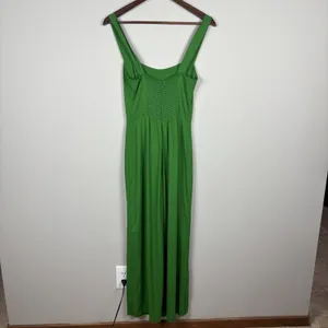 Reformation Alva Jumpsuit Womens 2 Kelly Green‎ Smocked Wide Leg Sleeveless Crop thumbnail 8