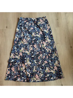 LOFT NWOT Women's Blue A-Line Floral Midi Skirt Size M thumbnail 5